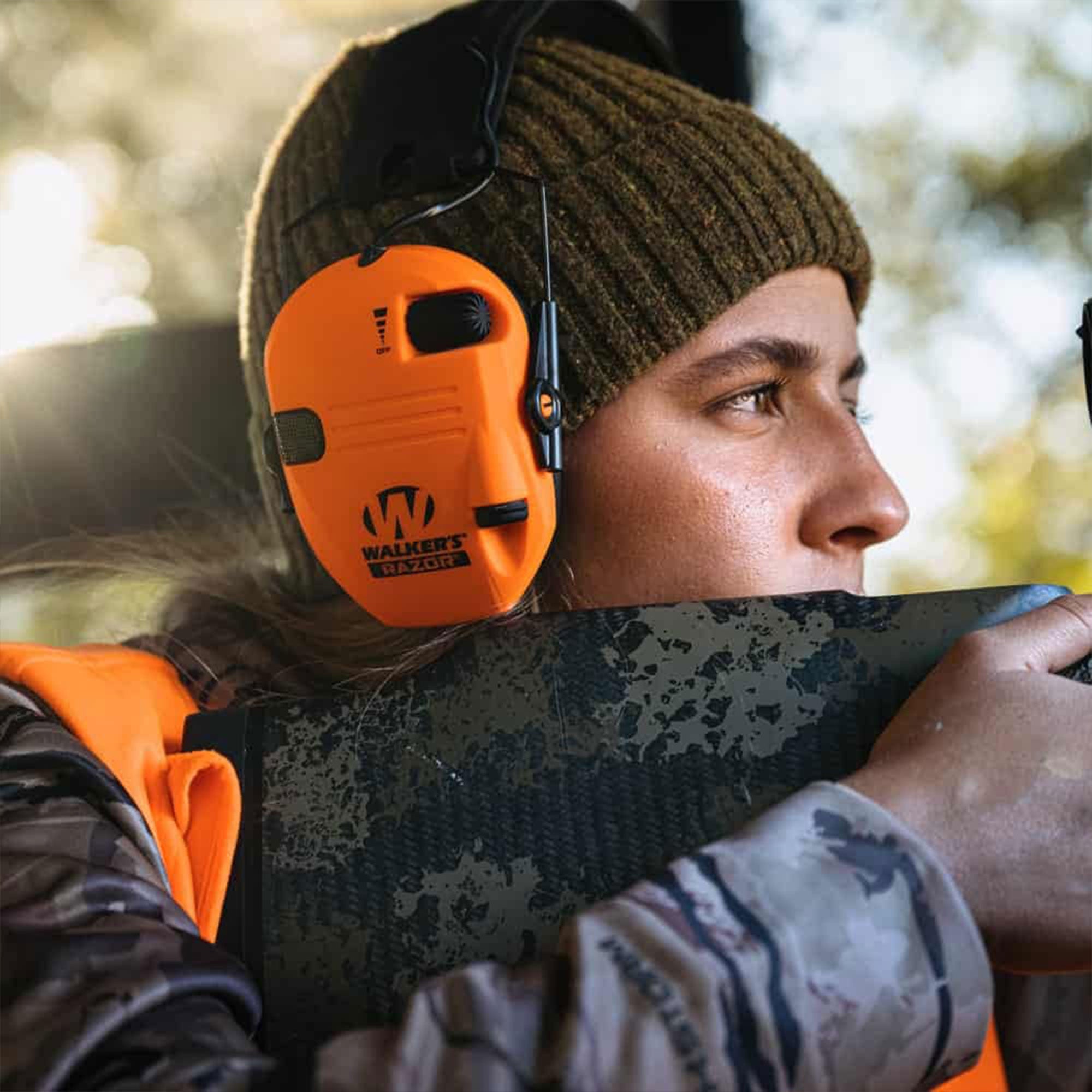Walkers Razor Slim Electronic Ear Muffs with NRR 23 dB, Tan Patriot (Open Box)