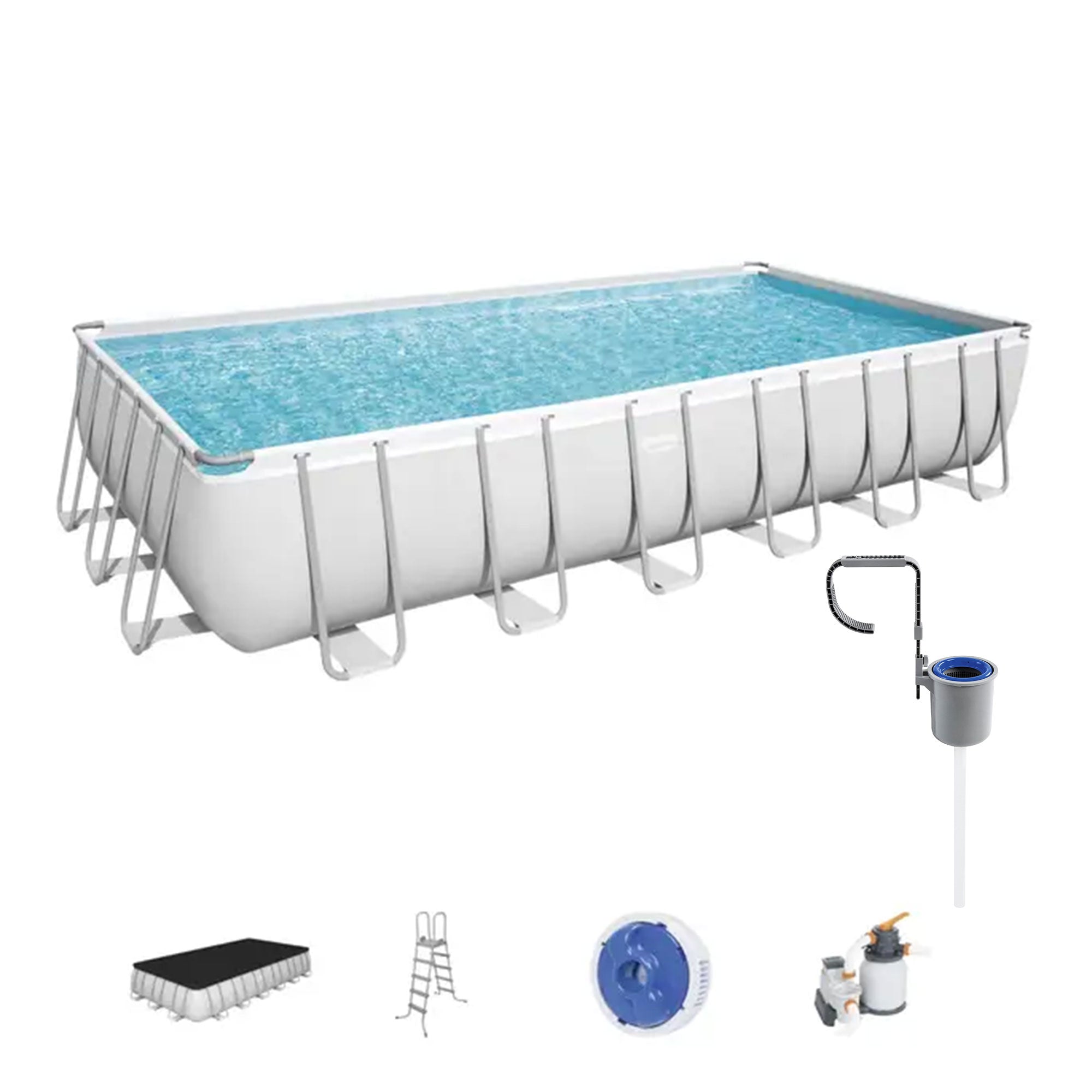 Bestway 24ft x 12ft x 52in Rectangular Above Ground Pool Set w/ Pool Skimmer - VMInnovations