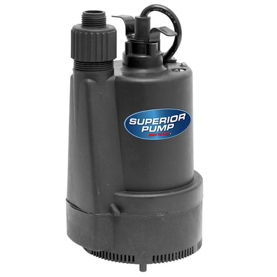 Superior Pump 91330 1/3 HP Thermoplastic Utility Pump With Garden Hose Adapter