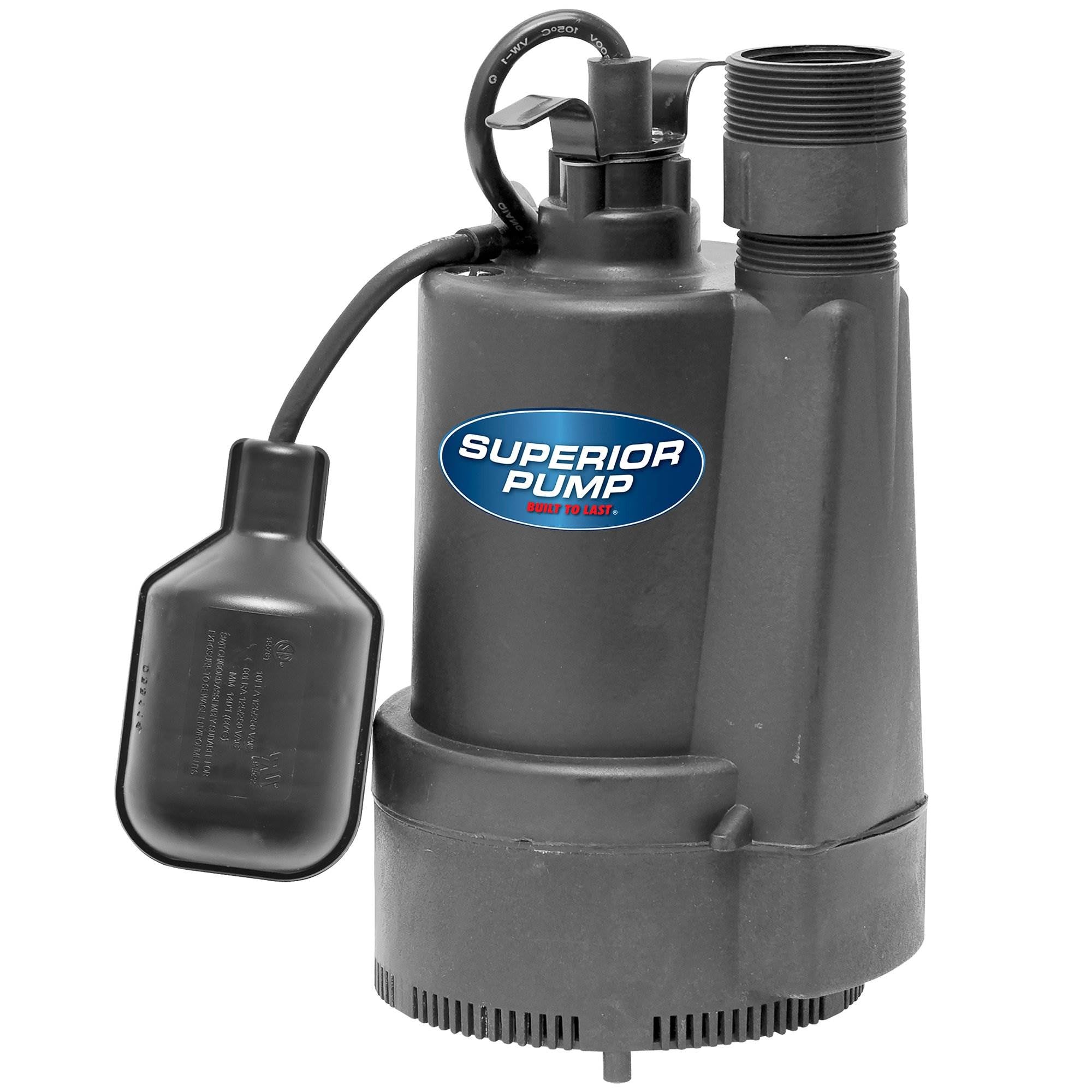 Superior Pump 91330 1/3 HP Thermoplastic Utility Pump With Garden Hose Adapter