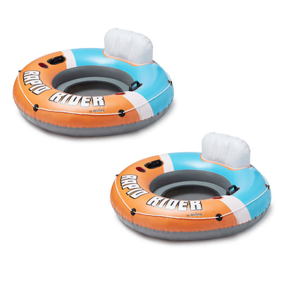 Bestway CoolerZ Rapid Rider Inflatable River Lake Pool Tube Float, Orange, 2 Ct
