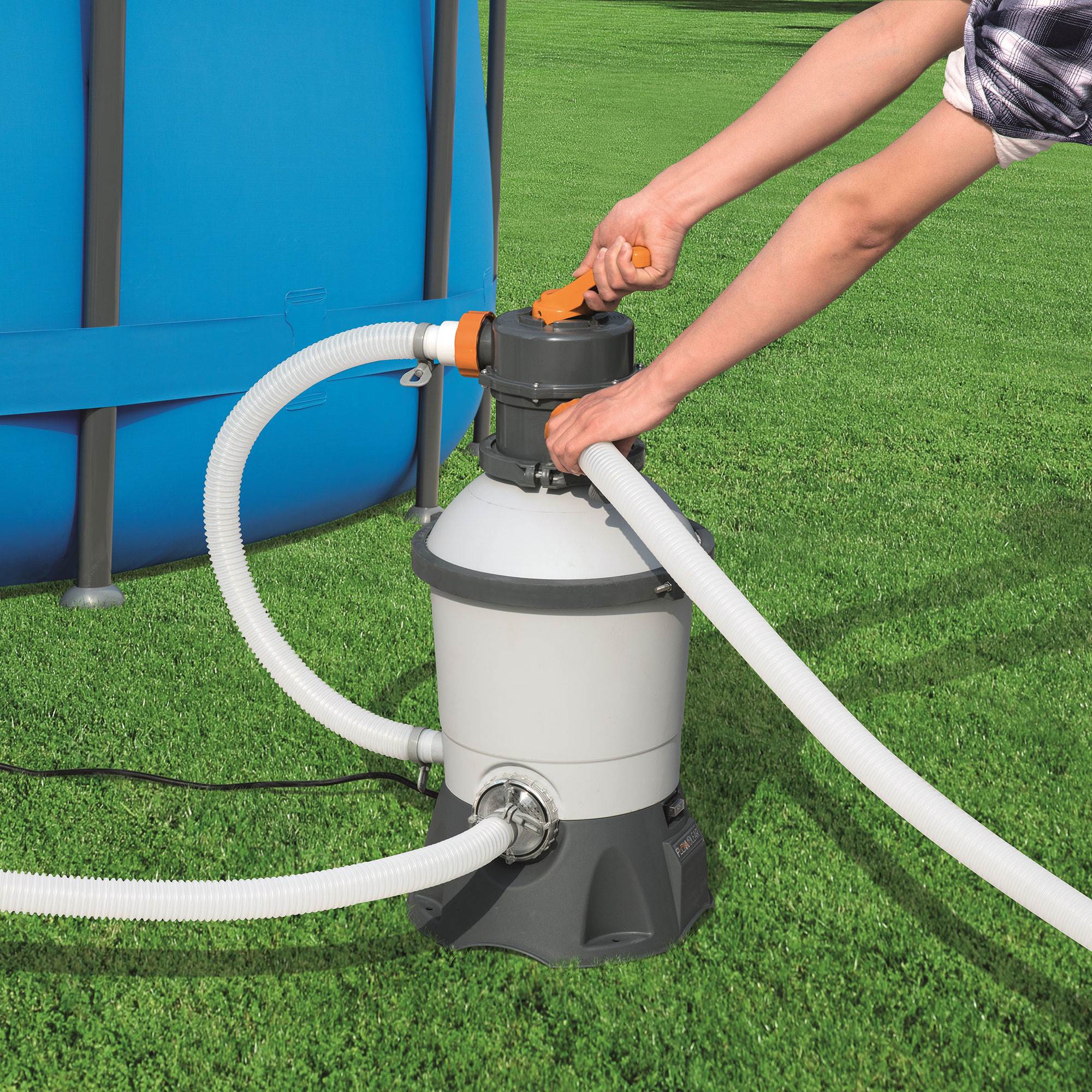 Bestway 16ft x 48in Power Steel Pro Frame Pool & Flowclear Sand Filter Pump