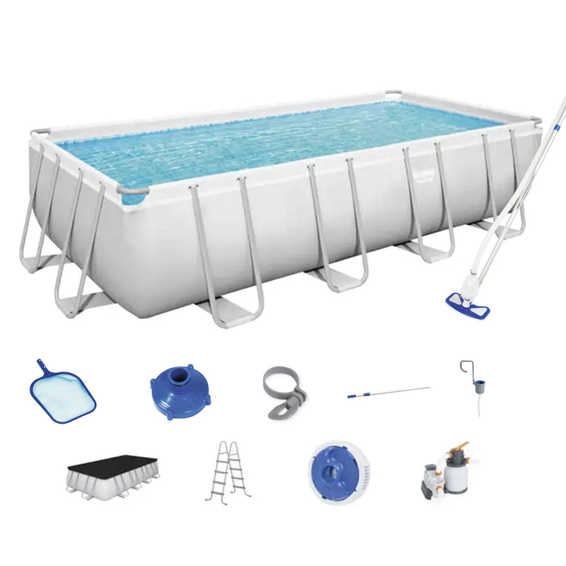 Bestway 18ft x 9ft x 4ft Rectangular Above Ground Swimming Pool w/ Accessories