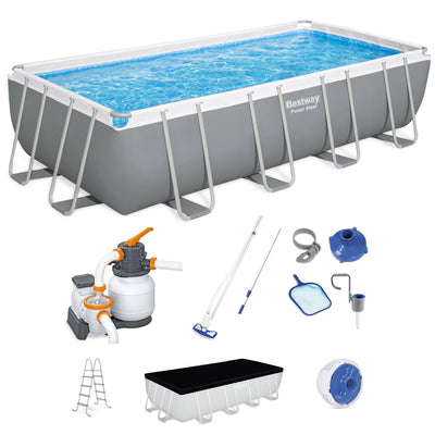 Bestway 18ft x 9ft x 4ft Rectangular Above Ground Swimming Pool w/ Accessories - VMInnovations