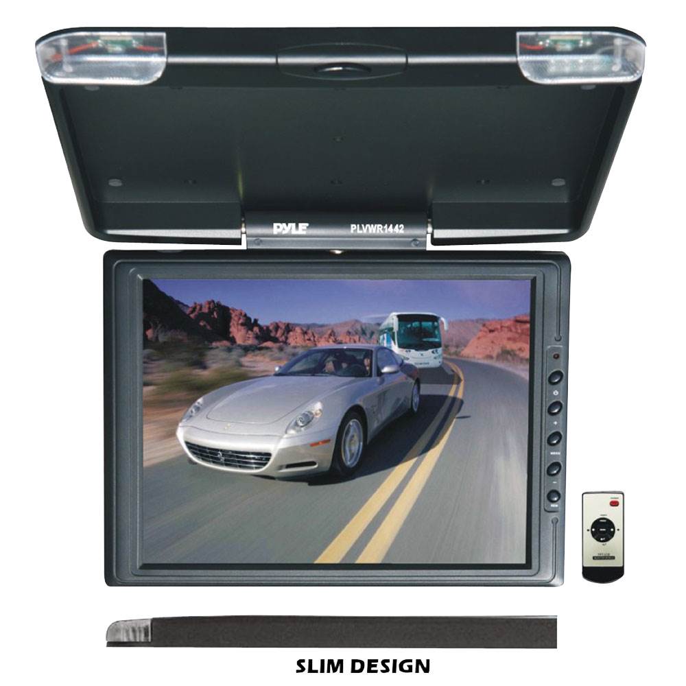 PYLE 15" TFT Flip Down Car Monitor/IR Roof Mount Video