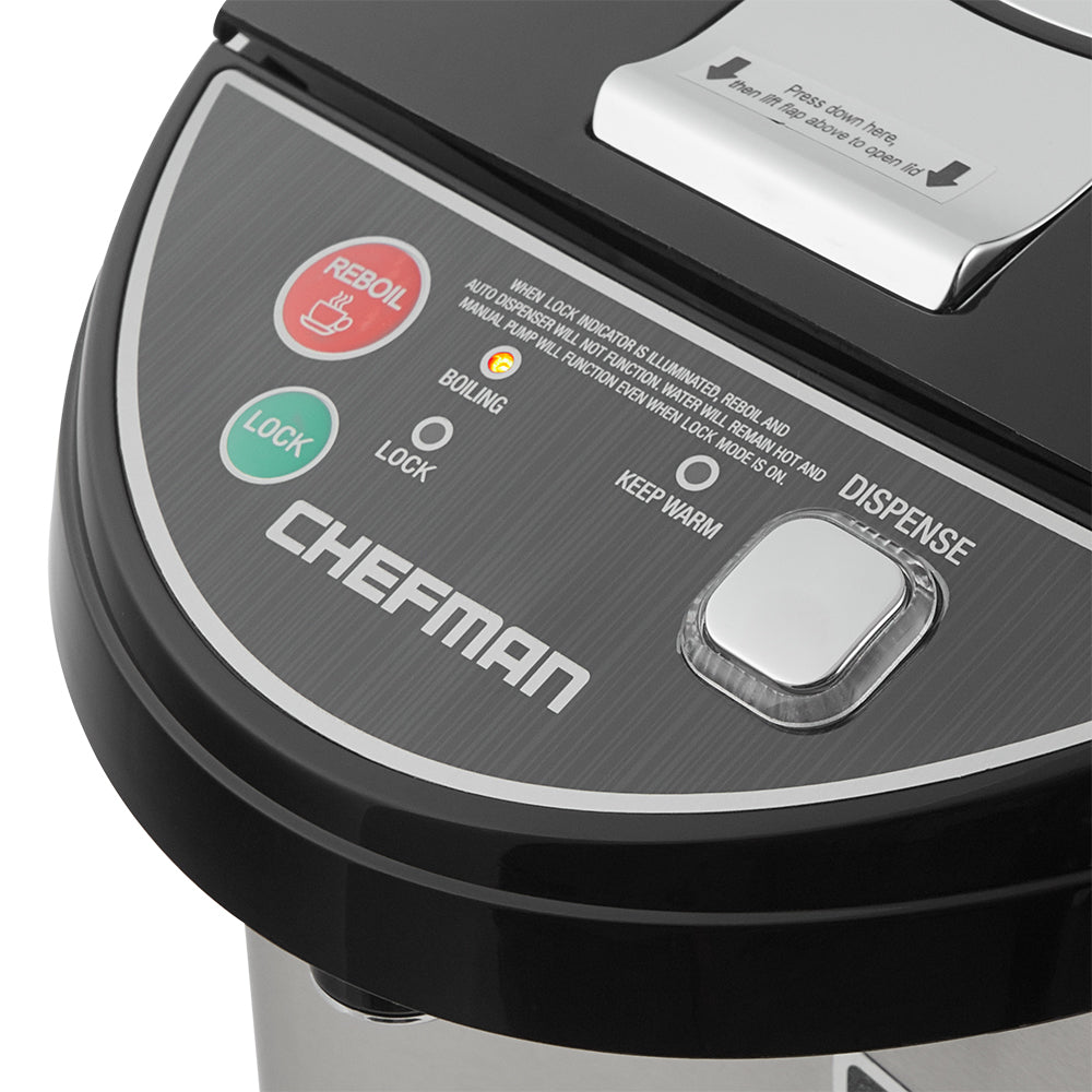 Chefman 5.3 Liter Electric Auto Dispense Hot Water Pot, StainlessSteel (OpenBox)