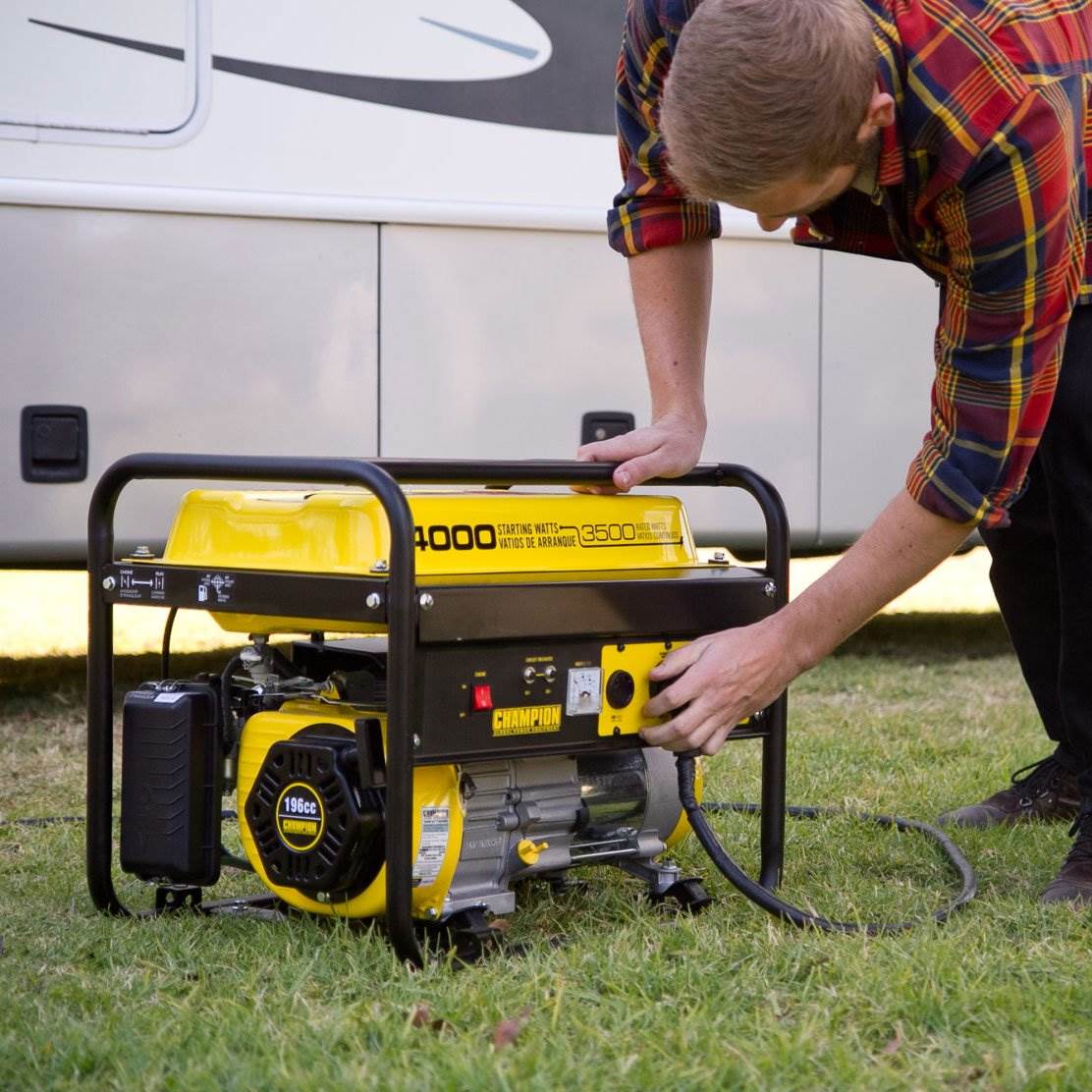 Champion 3500 Watt Gas Powered Generator + Storm Shield Severe Weather Cover