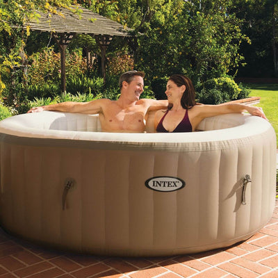 Intex PureSpa 4 Person Inflatable Hot Tub + Spa and Hot Tub Water Softening Kit