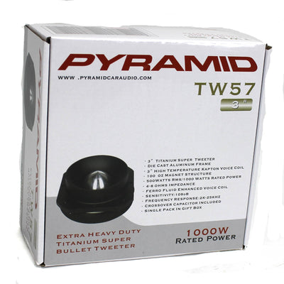 Pyramid PRO TW57 3" 1000W Titanium Dome Bullet Car Audio Super Tweeter