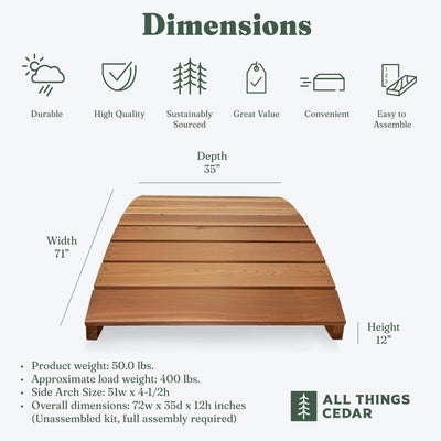 All Things Cedar 6 Foot Bridge, Red Western Cedar, 72 x 36 x 12 Inches(Open Box) - VMInnovations
