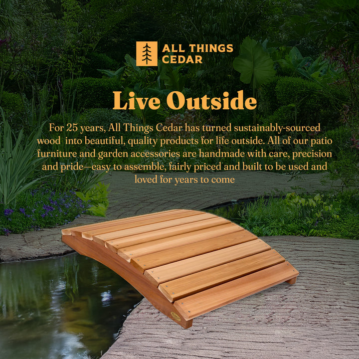 All Things Cedar Wooden Bridge, Outdoor Garden Walkway, 3 Feet, Natural Finish