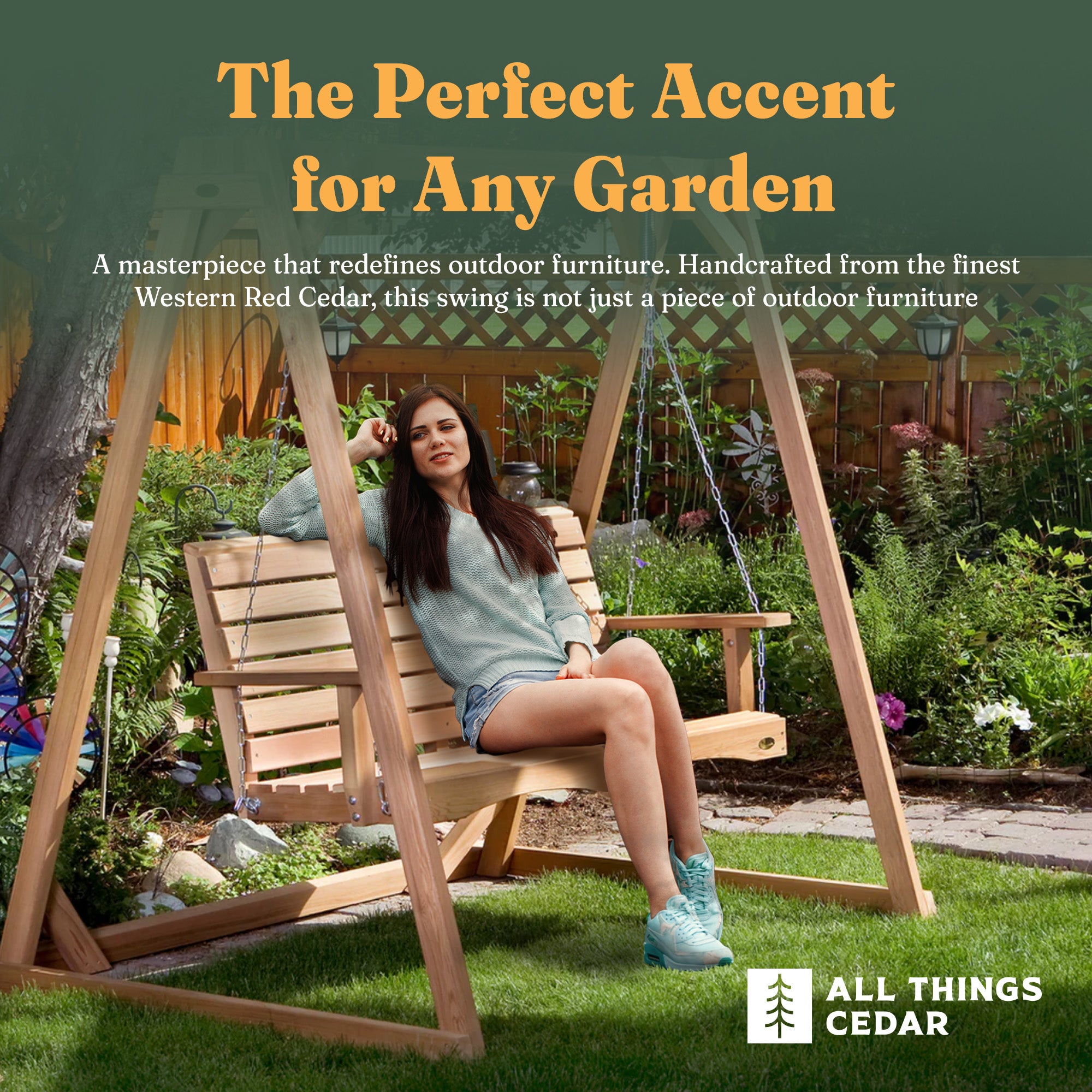 All Things Cedar Handcrafted Western Red Cedar 4-Foot Porch Swing (For Parts)