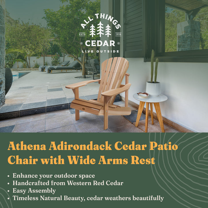 All Things Cedar Athena Adirondack Cedar Outdoor Patio Chair with Wide Arm Rest