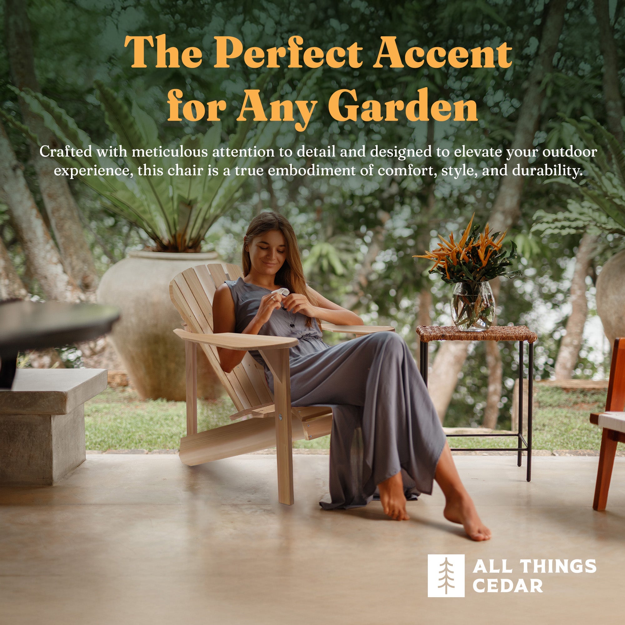 All Things Cedar AT20 Wood Western Red Cedar Outdoor Adirondack Chair (Open Box)