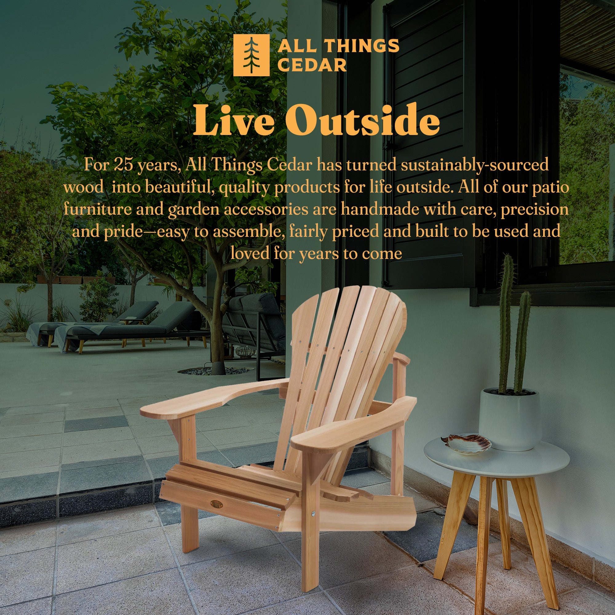 All Things Cedar AT20 Wood Western Red Cedar Outdoor Adirondack Chair (Open Box)