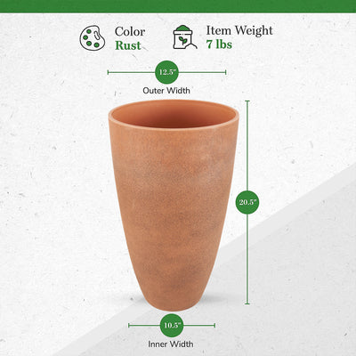 Algreen Acerra Weather Resistant Recycled Composite Vase Planter Pot, Rust(Used)