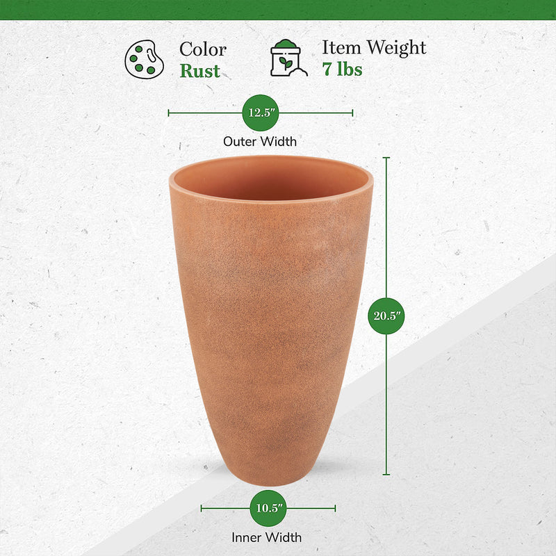 Algreen Acerra Weather Resistant Recycled Composite Vase Planter, Rust (OpenBox)