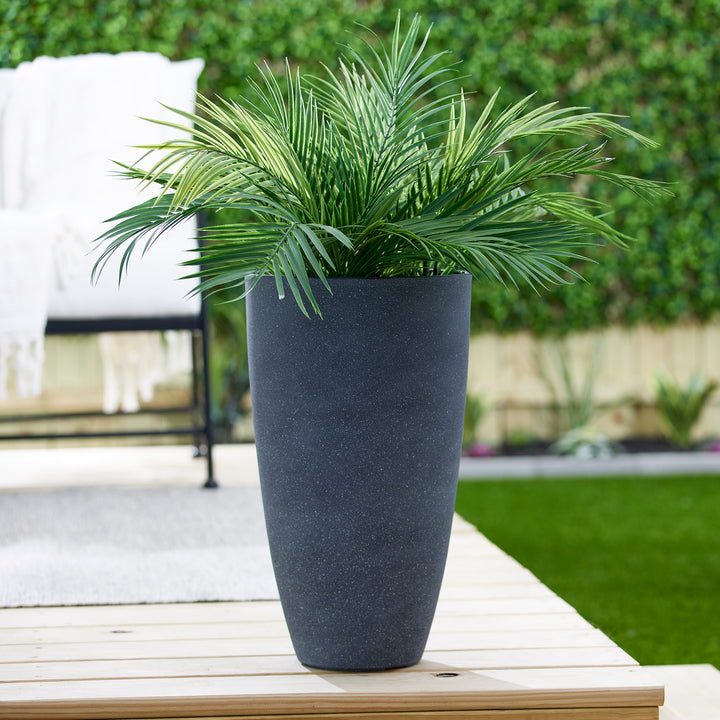 Algreen Acerra Weather Resistant Composite Tall Planter Pot, Gray Stucco (Used)