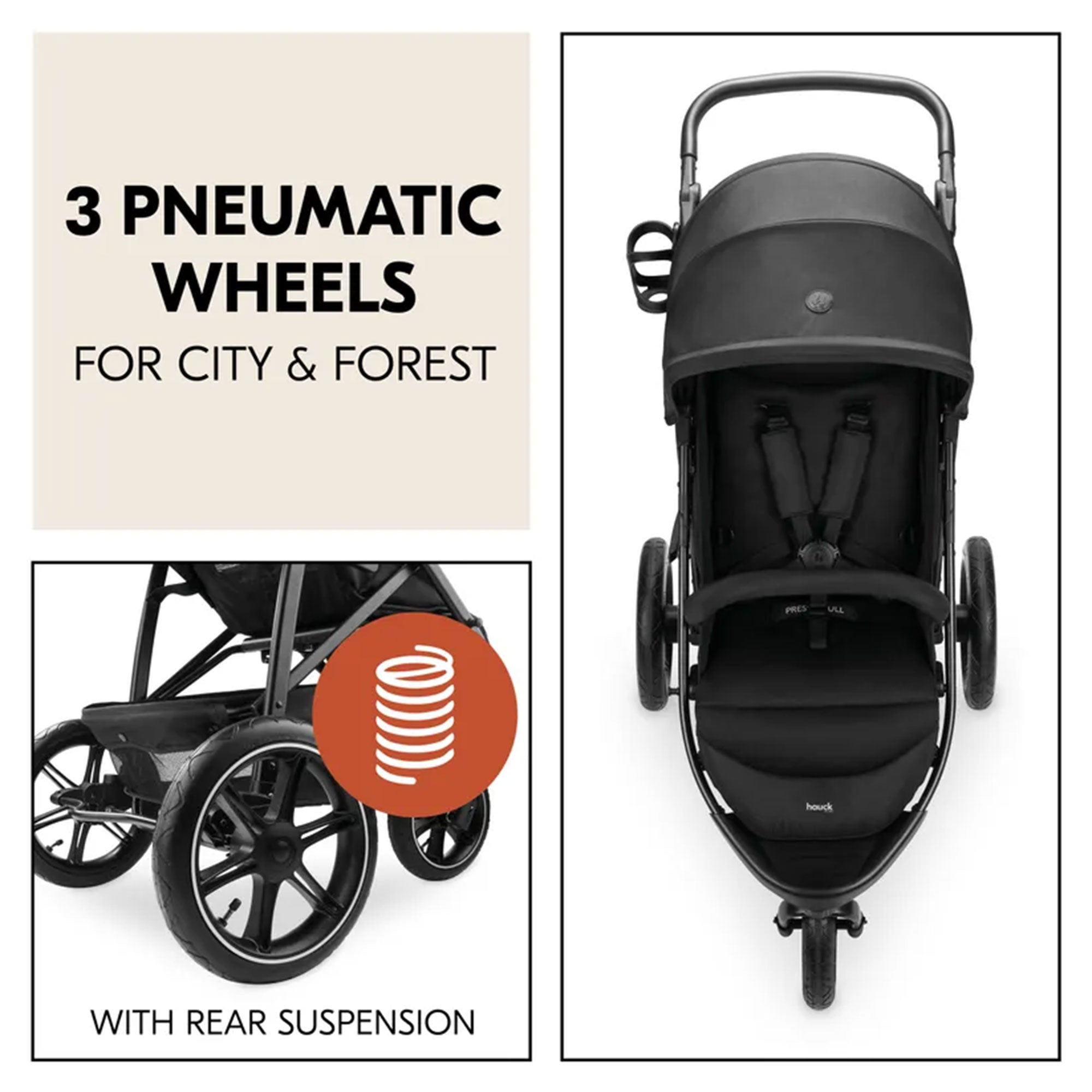 hauck Stroller Rapid 3 Air Reclining Seat, Compact Stroller, Air Tires(Open Box)