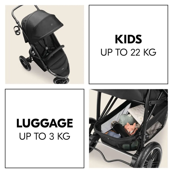 hauck Stroller Rapid 3 Air Reclining Seat, Compact Fold Stroller with Air Tires, Black