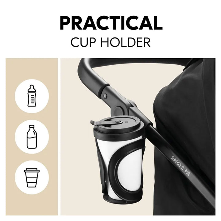 hauck Stroller Rapid 3 Air Reclining Seat, Compact Fold Stroller with Air Tires, Black