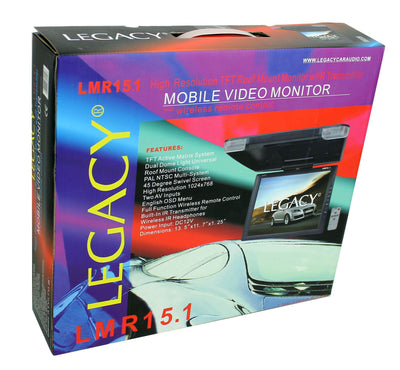 LEGACY 15" LCD TFT Car/SUV/TRUCK Flip Down Roof Mount Monitor TV IR (For Parts)