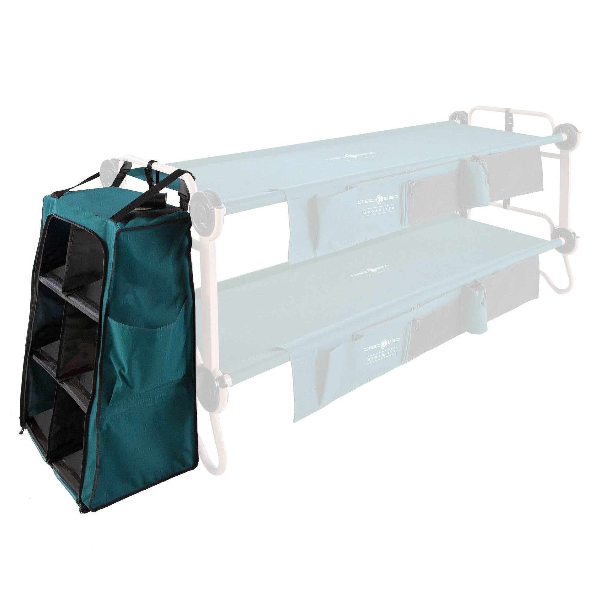 Disc-O-Bed XL Cam-O-Bunk Double Cot + 3 Shelf 6 Compartment Hanging Cabinet
