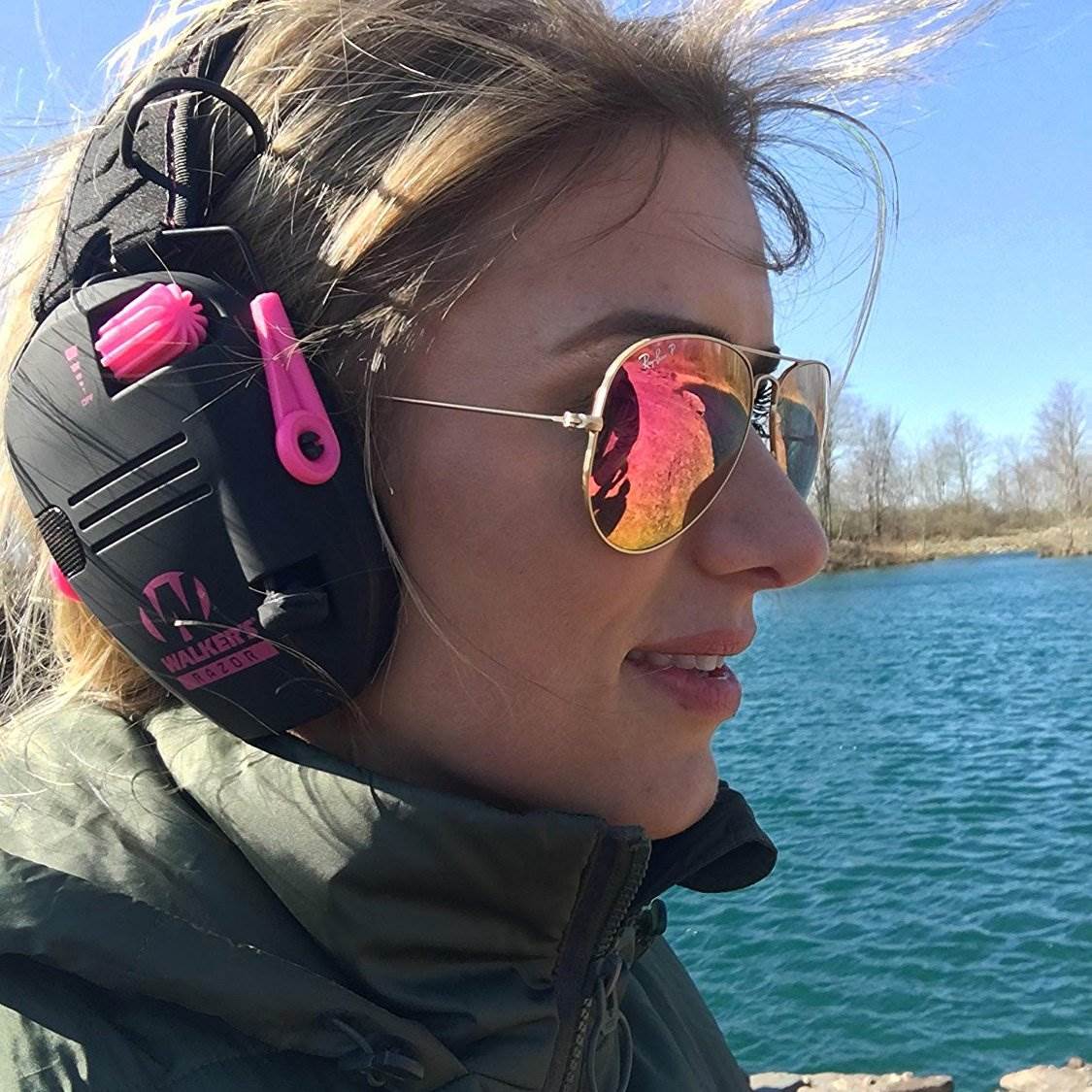 Walker's Razor Slim Shooter Pink Electronic Hearing Protection Earmuff w/ Case