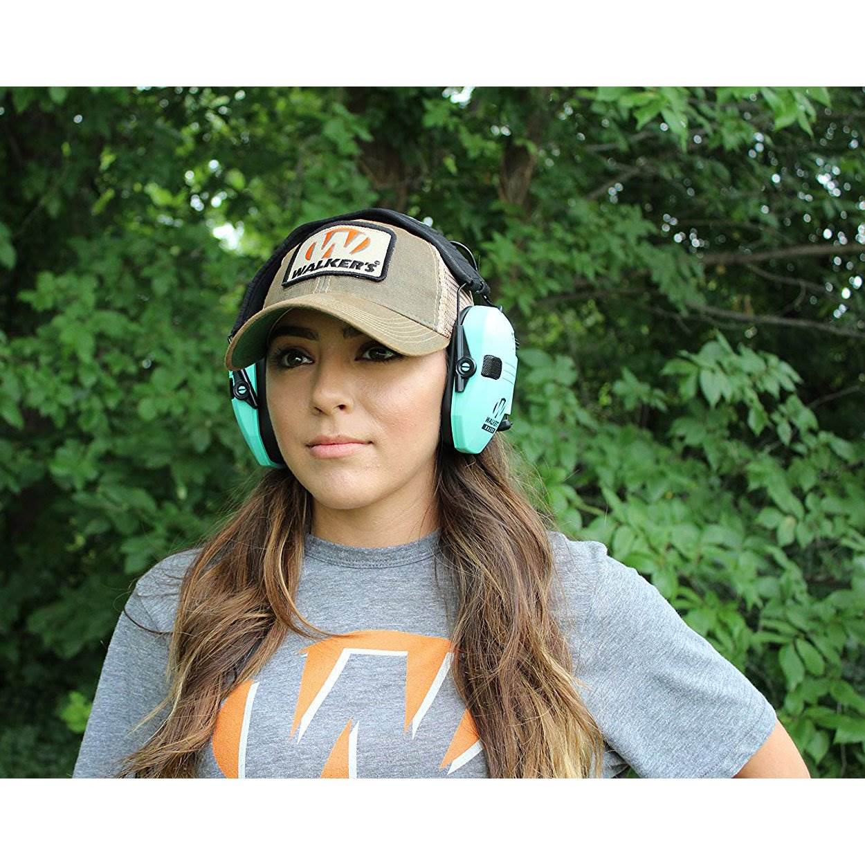 Walker's Razor Slim Shooter Teal Electronic Hearing Protection Earmuff w/ Case