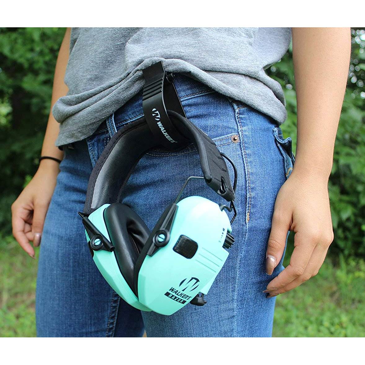 Walker's Razor Slim Shooter Teal Electronic Hearing Protection Earmuff w/ Case