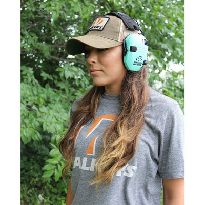 Walker's Razor Slim Shooter Teal Electronic Hearing Protection Earmuff w/ Case