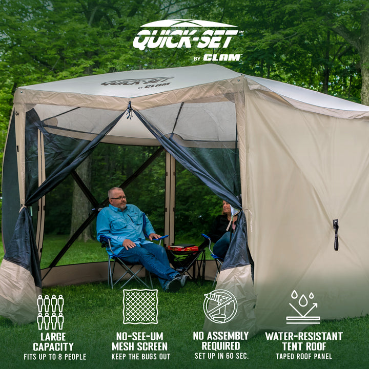 CLAM Quick Set Escape Portable Canopy Shelter and 6 Pack of Wind and Sun Panels