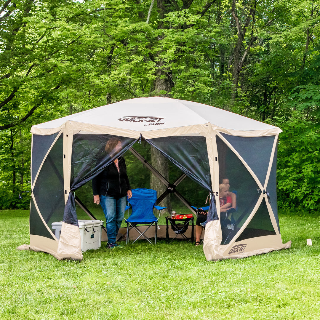 CLAM Quick Set Escape Portable Canopy Shelter and 6 Pack of Wind and Sun Panels