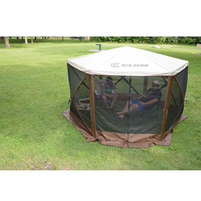 Clam Quick Set Escape Sky Screen Portable Camping Outdoor Gazebo, Brown (2 Pack)