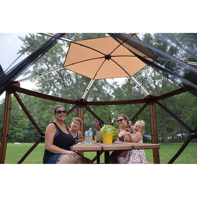 Clam Quick Set Escape Sky Screen Portable Camping Outdoor Gazebo, Brown (2 Pack)