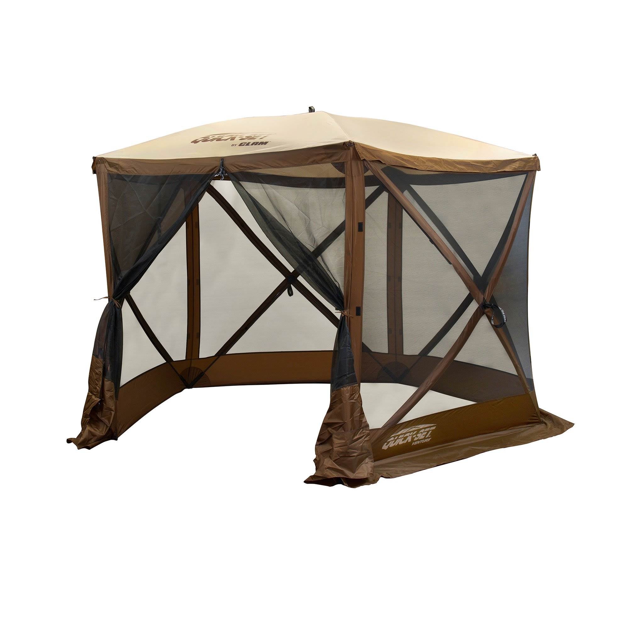 Clam QuickSet Venture Portable Outdoor Gazebo Canopy Shelter, Brown (2 Pack)