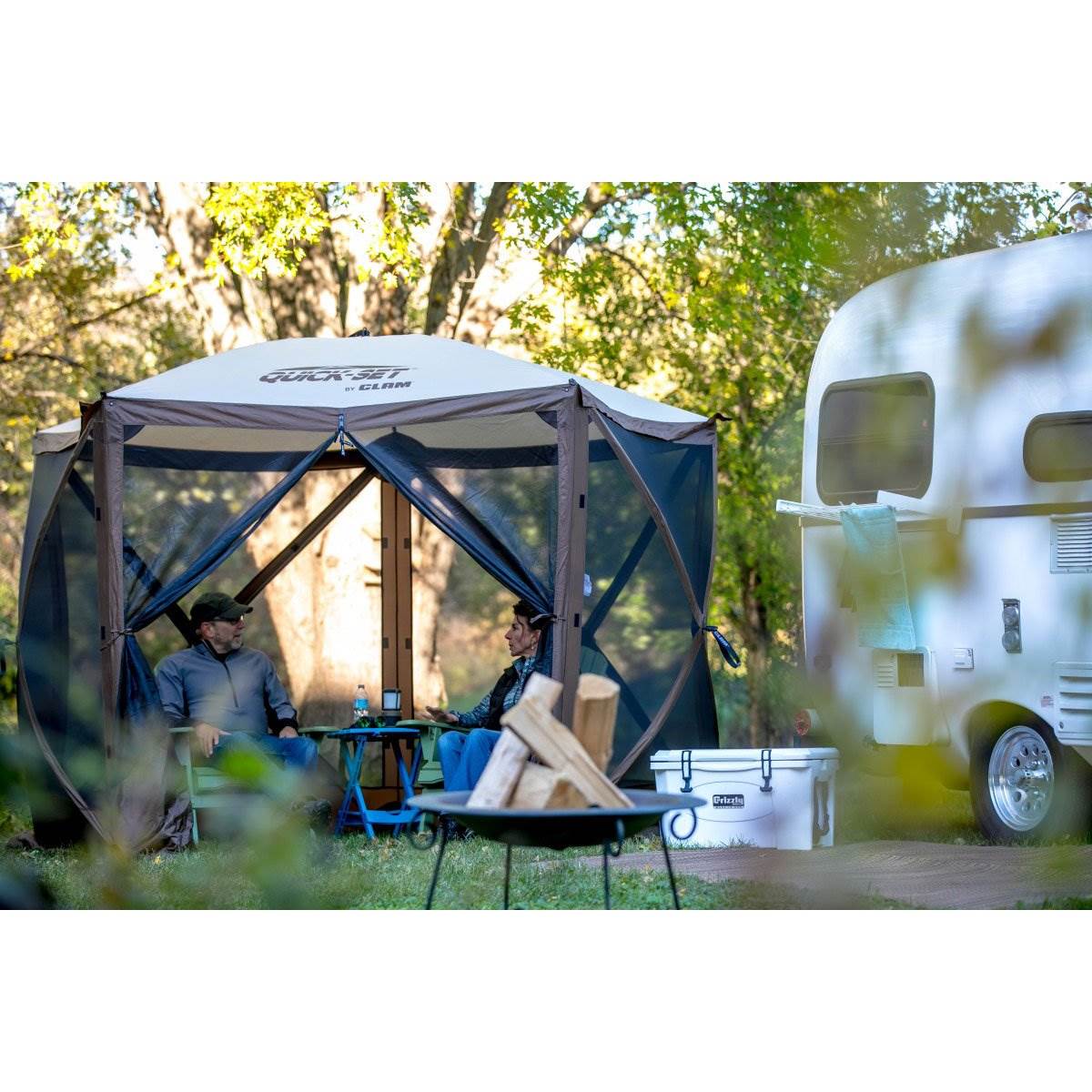 Clam QuickSet Venture Portable Outdoor Gazebo Canopy Shelter, Brown (2 Pack)