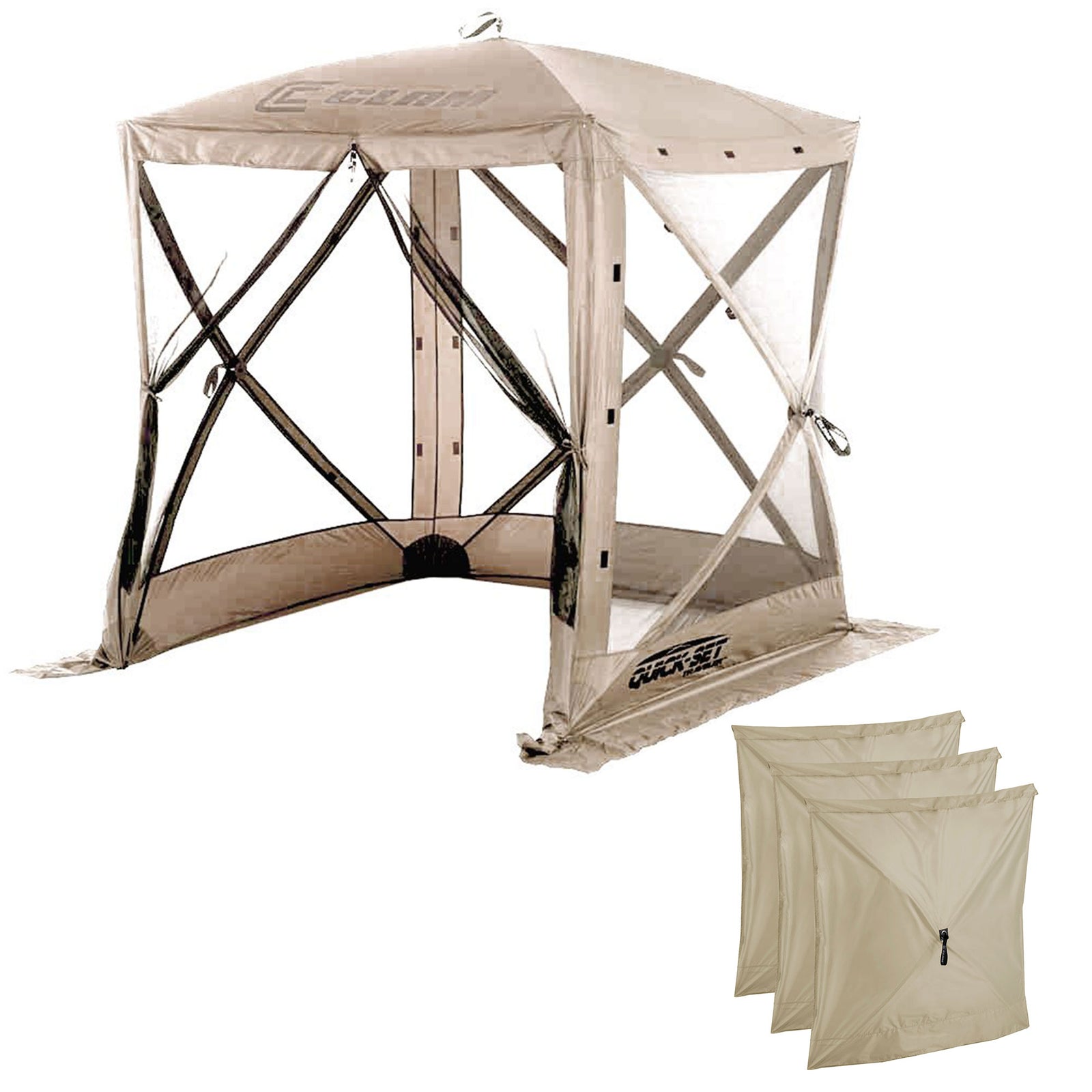 CLAM Quick-Set 6 x 6 Ft Traveler Portable Outdoor Camp Shelter w/ 3 Wind Panels - VMInnovations
