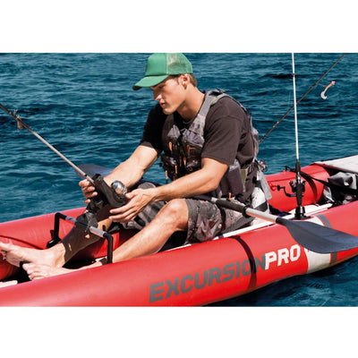 Intex Excursion Pro 2 Person Inflatable Kayak Set w/ 2 Moxie Life Jackets, M/L
