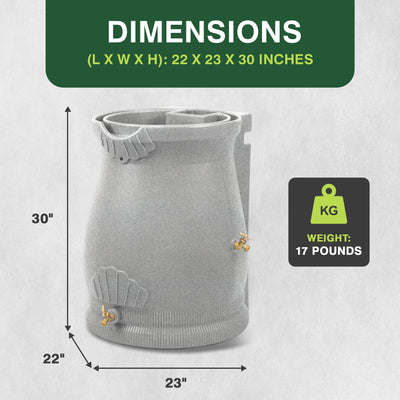 Good Ideas 50 Gallon Rain Saver Wizard Barrel Urn, Light Granite (Open Box)