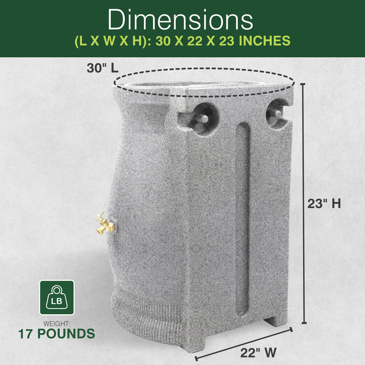 Good Ideas 50 Gallon Rain Saver Wizard Barrel Urn, Light Granite (Open Box)