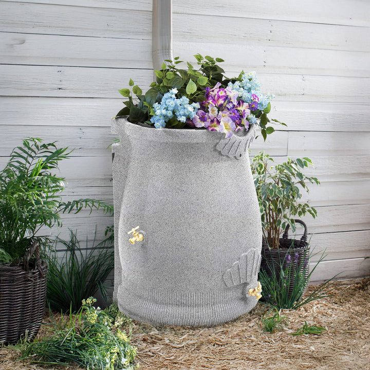 Good Ideas 50 Gallon Rain Saver Wizard Barrel Urn, Light Granite (Open Box)