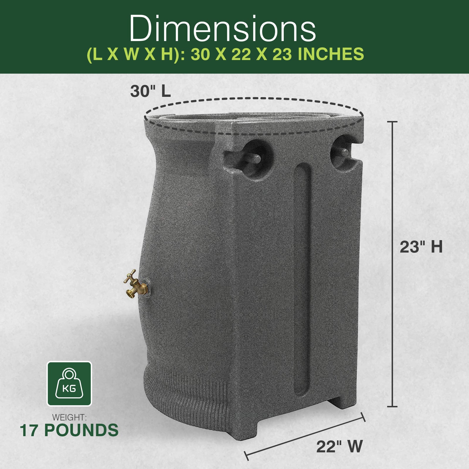 Good Ideas 50 Gallon Rain Saver Wizard Barrel Urn, Light Granite (For Parts) - VMInnovations