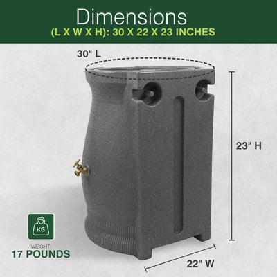 Good Ideas 50 Gallon Rain Saver Wizard Barrel Urn, Light Granite (For Parts) - VMInnovations