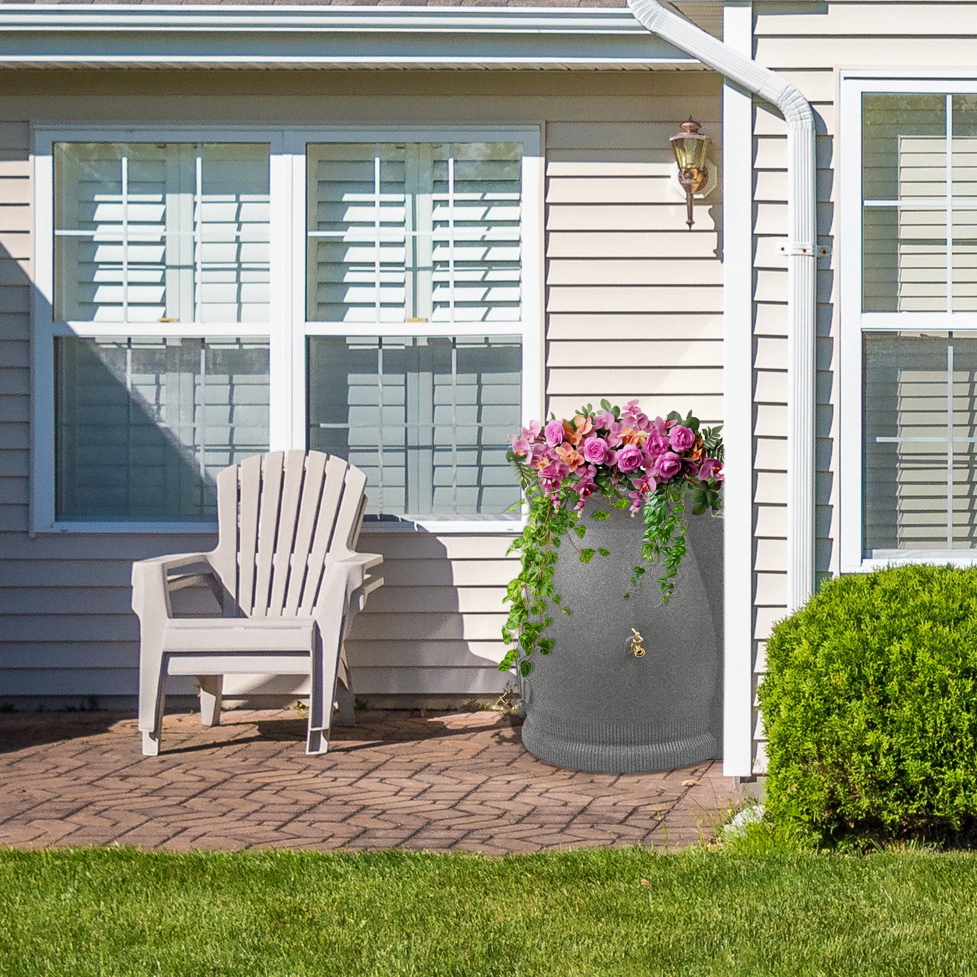 Good Ideas 50 Gallon Rain Saver Wizard Barrel Urn, Light Granite (For Parts) - VMInnovations