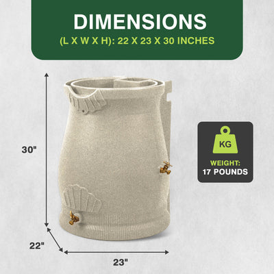 Good Ideas 50 Gallon Rain Water Saver Wizard Barrel Urn, Sandstone (Damaged)