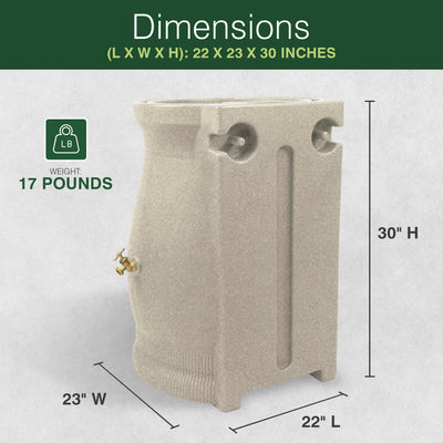 Good Ideas Rain Wizard 50 Gallon Plastic Rain Barrel Urn, Sandstone (2 Pack)