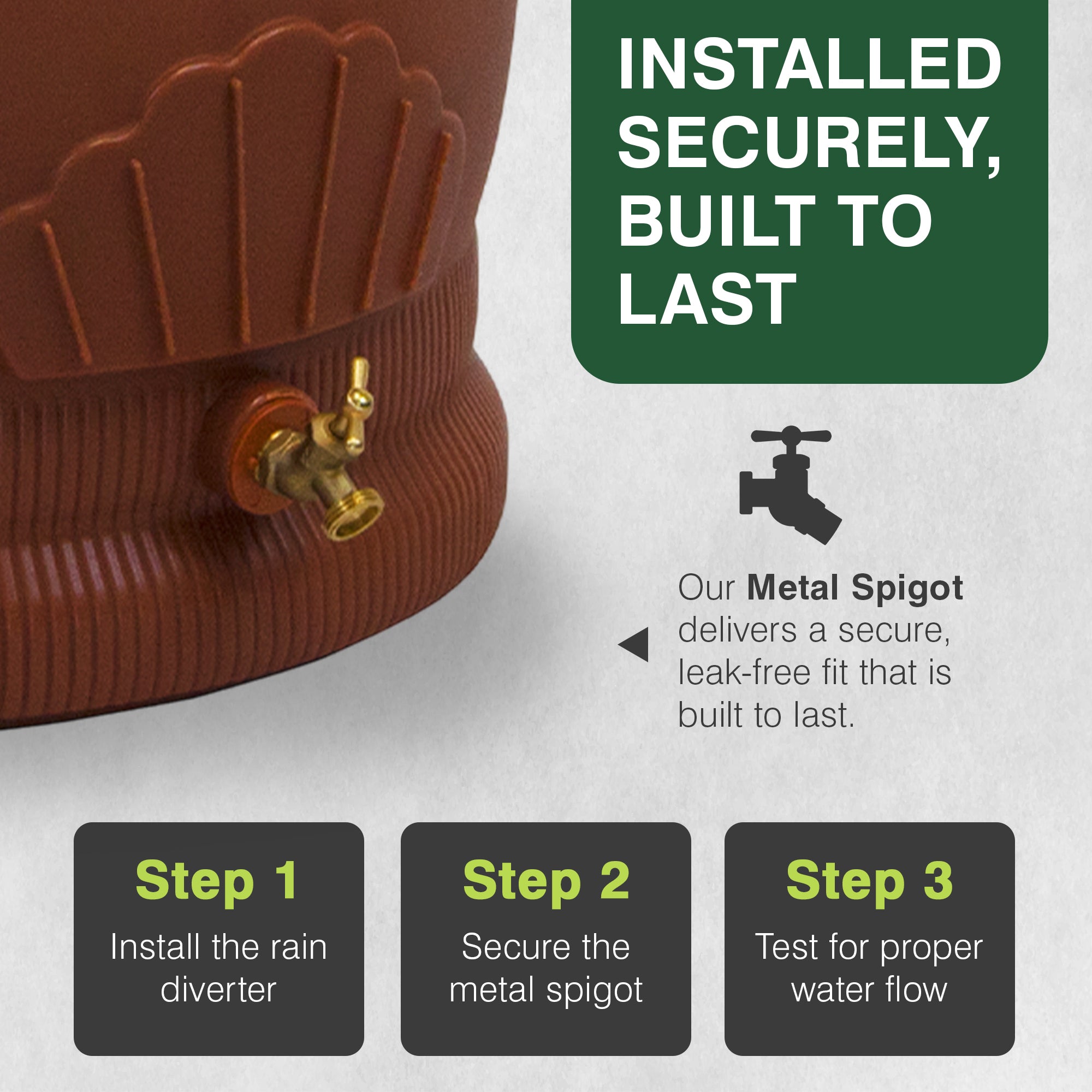 Good Ideas Rain Wizard 50 Gallon Rain Barrel Water Collector Urn, Terra Cotta