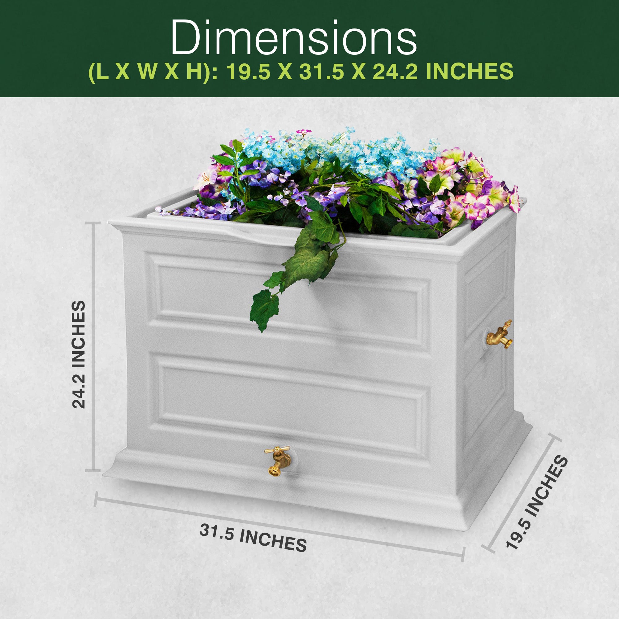 Good Ideas 50 Gallon Colonial Rain Barrel Planter with Brass Spigot (Used) - VMInnovations