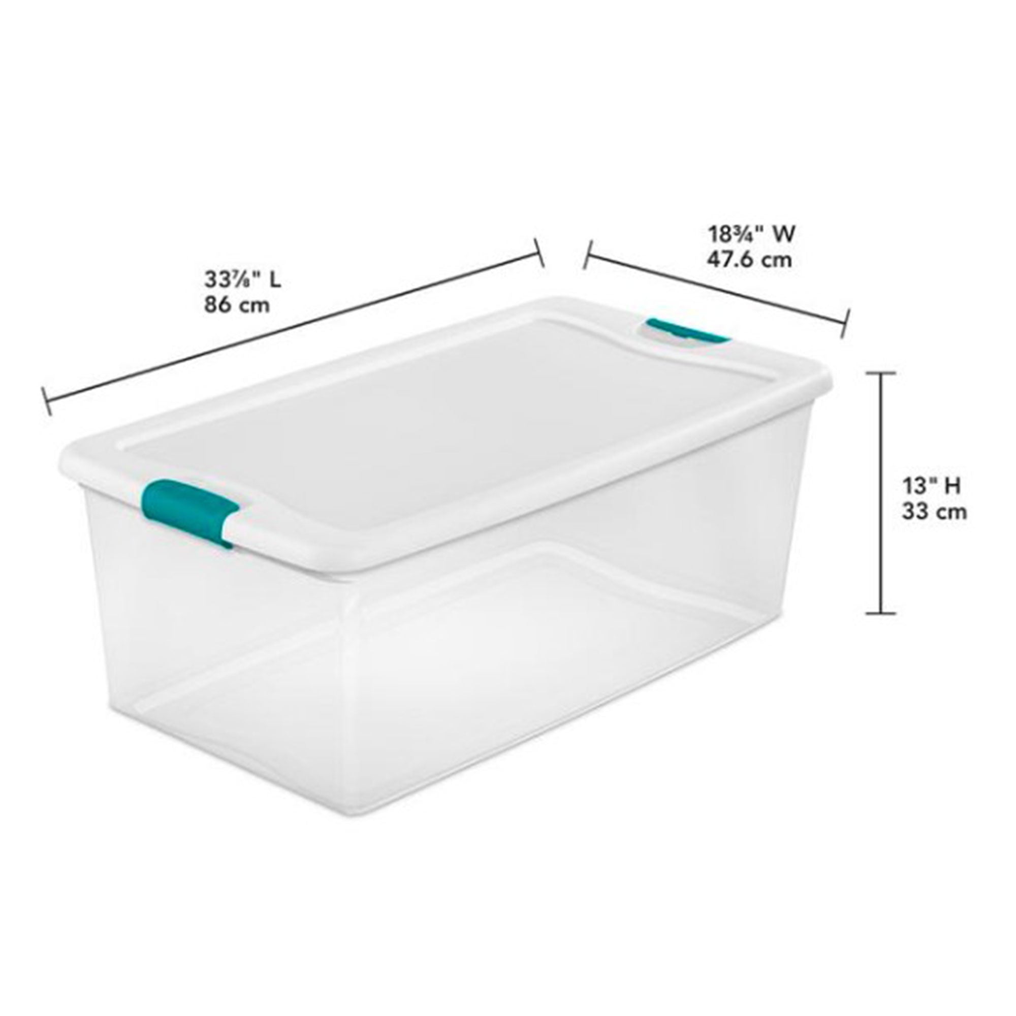 Sterilite 106 Qt Clear Plastic Stackable Storage Bin w/ White Latch Lid, 36 Pack